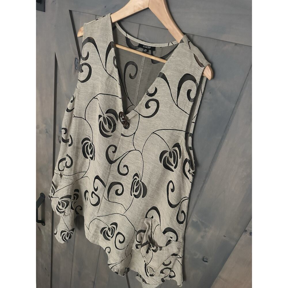 Kaktus Pullover Blouse Womens 2X Semi Sheer Asymmetric Hem Boho Lagenlook